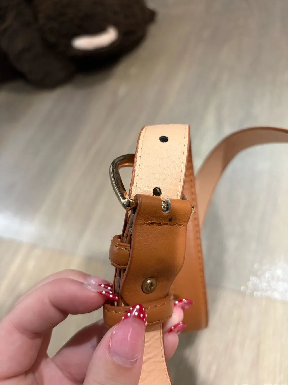 Classic Tan Leather Belt with Gold Buckle